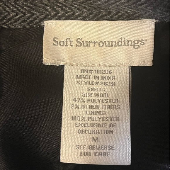 Soft Surroundings Appliquéd Herringbone Blazer Wool Blend Vintage Style Boho,Med - Picture 7 of 10